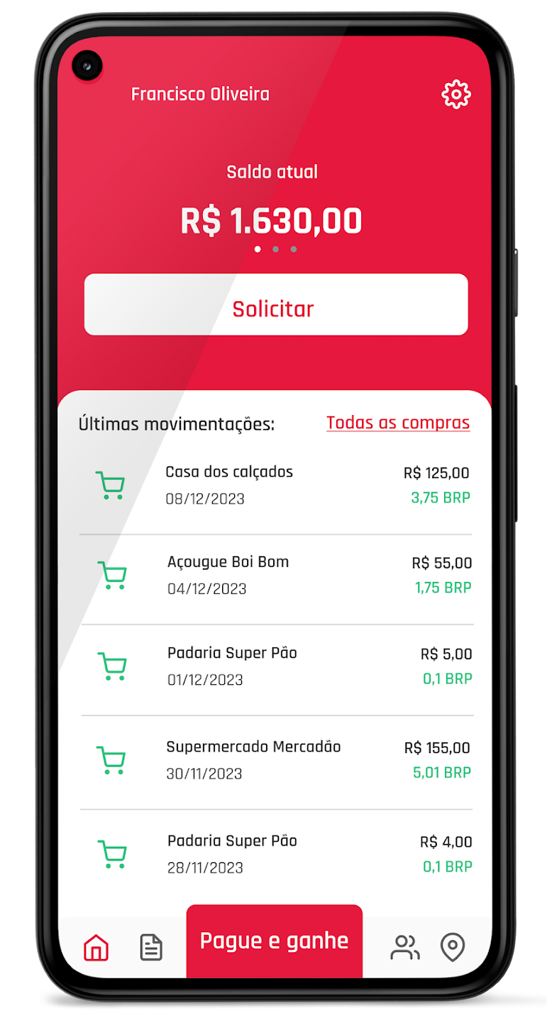 imagens exemplo de app BRPOINTS